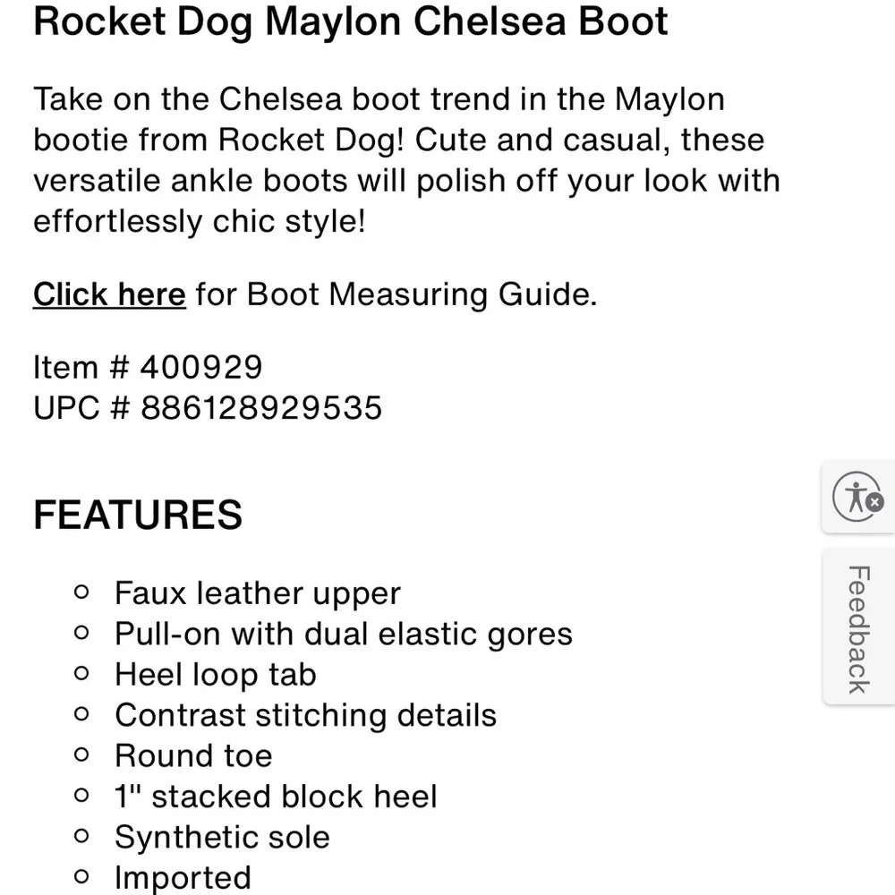 Rocket Dog NEW Maylon Chelsea Boot